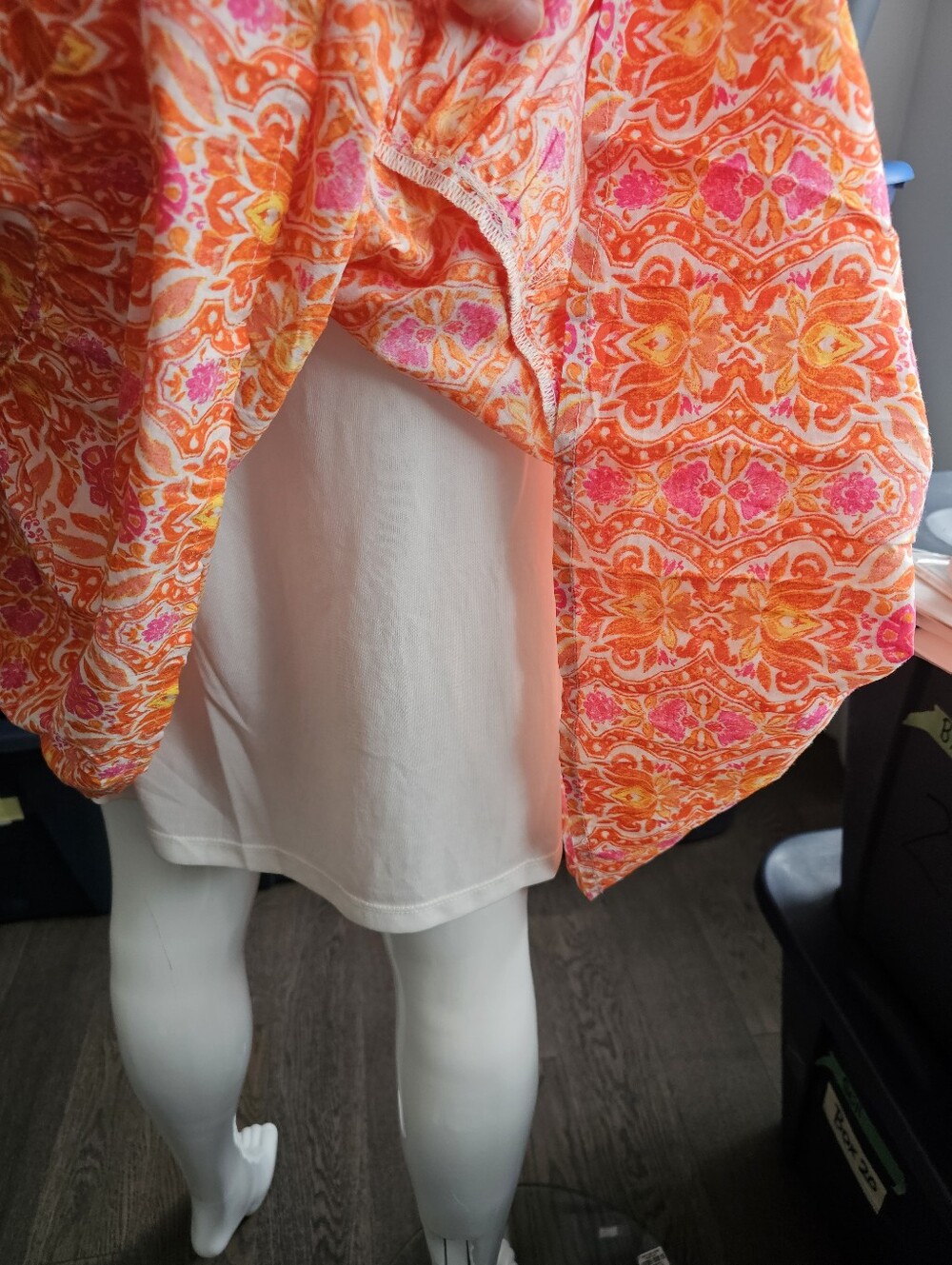 LEA 100% Cotton Orange Midi Sundress Size Large - Picture 3 of 6
